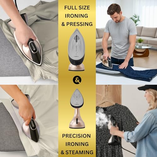 True & Tidy DuoPress XL 2-in-1 Clothes Steamer & Iron, 1600W Powerful Turbo Steam, Large Ceramic Plate, Smart Temperature Control, 3 Steam Modes - Image 4