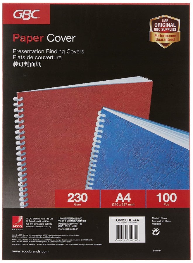 GBC Ibicover Binding Cover 63 Series 230GSM A4 Red (Pack of 100) - Image 1