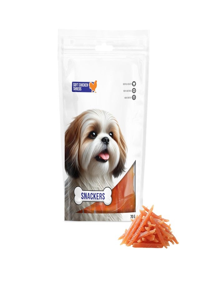 Snackers Soft Chicken Shreds, Dog Treats 70g - Natural High Protein Chews for Dental Health, Strong Muscles & High Energy | Healthy & Tasty Snacks for Puppies & Adult Dogs - Image 1