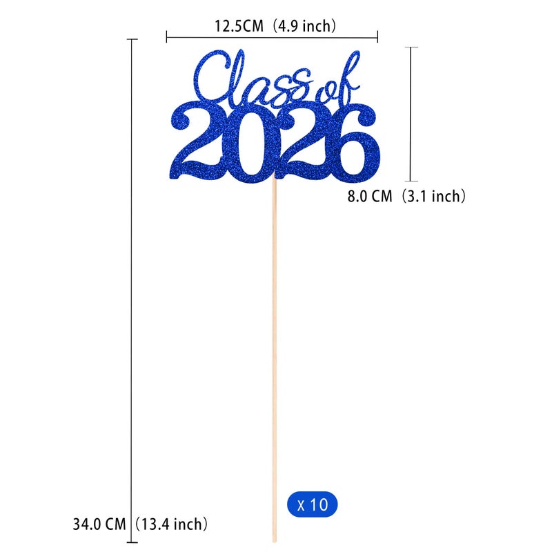 Gexolenu 10 PCS Graduation Class Centerpieces Blue Class of 2026 Graduation Centerpieces, 2026 Graduation Centerpieces for Tables Cake Toppers - Image 2