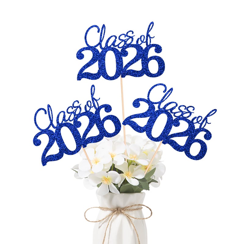 Gexolenu 10 PCS Graduation Class Centerpieces Blue Class of 2026 Graduation Centerpieces, 2026 Graduation Centerpieces for Tables Cake Toppers - Image 1