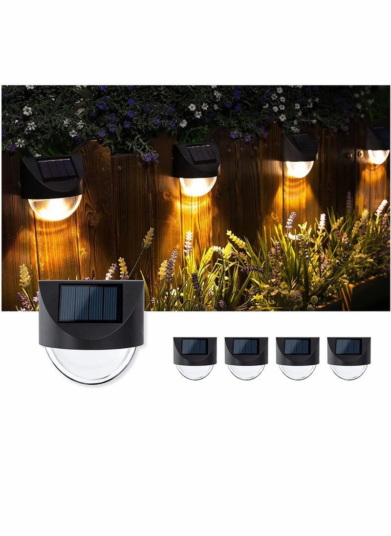 Excefore - Solar Fence Lights 4 Pcs Waterproof Solar LED Outdoor Wall Lighting for Deck Steps Patio Walkway Garden Solar Outdoor Lights Patio Terrace Garden Balcony Decorative Stairs Night Lights (Warm White) - Image 1