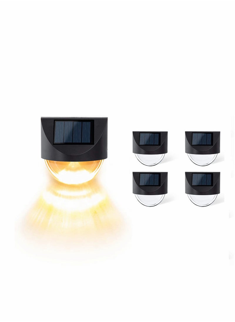 Excefore - Solar Fence Lights 4 Pcs Waterproof Solar LED Outdoor Wall Lighting for Deck Steps Patio Walkway Garden Solar Outdoor Lights Patio Terrace Garden Balcony Decorative Stairs Night Lights (Warm White) - Image 1