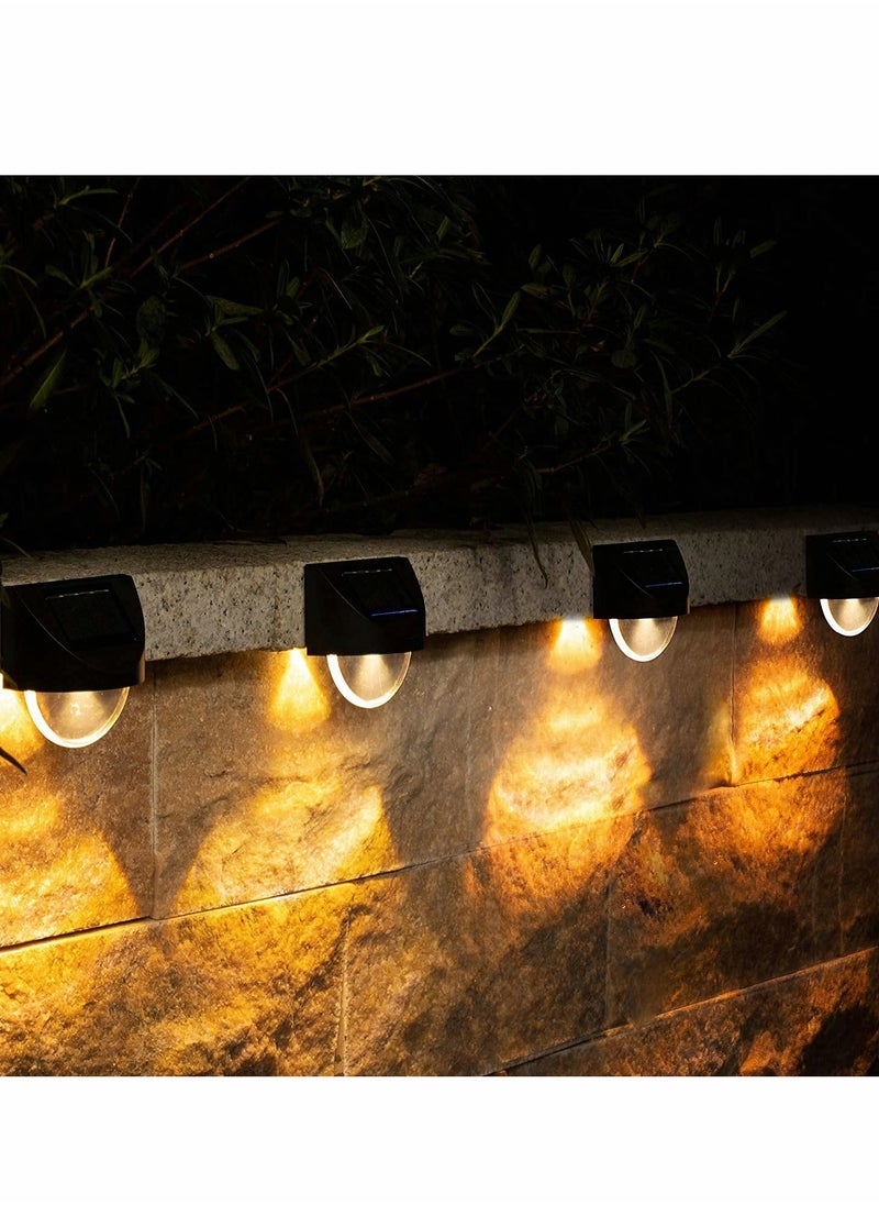 Excefore - Solar Fence Lights 4 Pcs Waterproof Solar LED Outdoor Wall Lighting for Deck Steps Patio Walkway Garden Solar Outdoor Lights Patio Terrace Garden Balcony Decorative Stairs Night Lights (Warm White) - Image 1