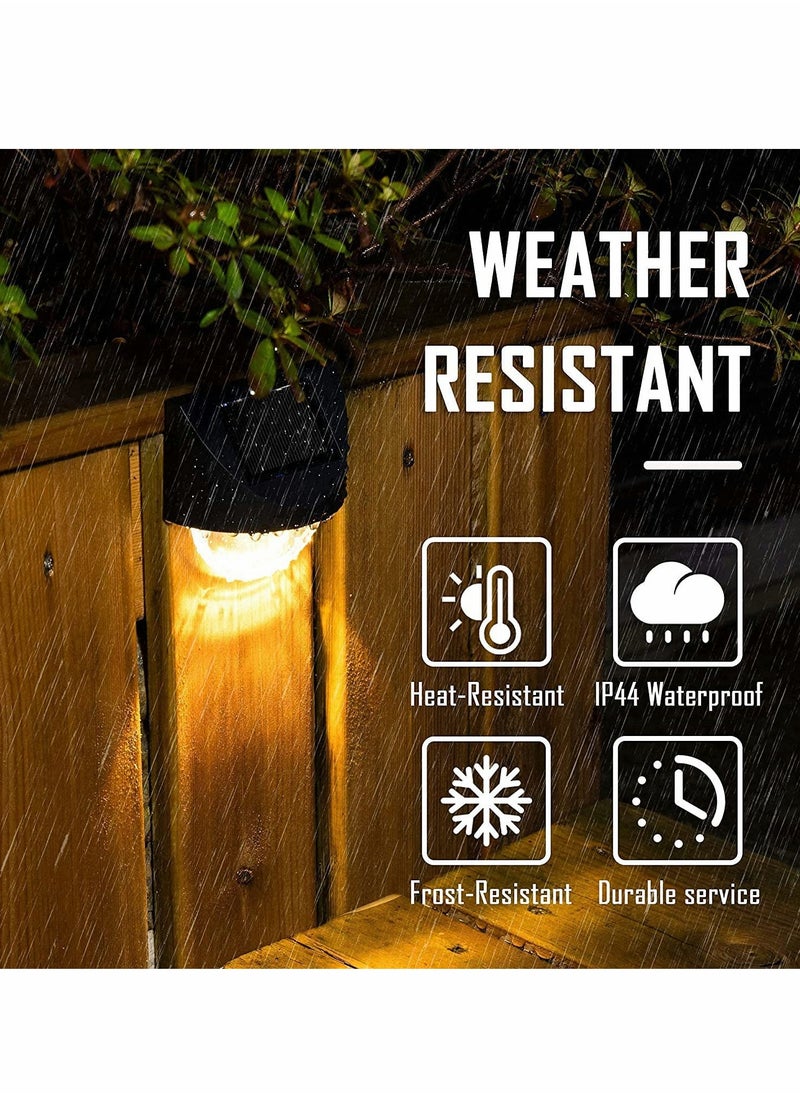 Excefore - Solar Fence Lights 4 Pcs Waterproof Solar LED Outdoor Wall Lighting for Deck Steps Patio Walkway Garden Solar Outdoor Lights Patio Terrace Garden Balcony Decorative Stairs Night Lights (Warm White) - Image 1