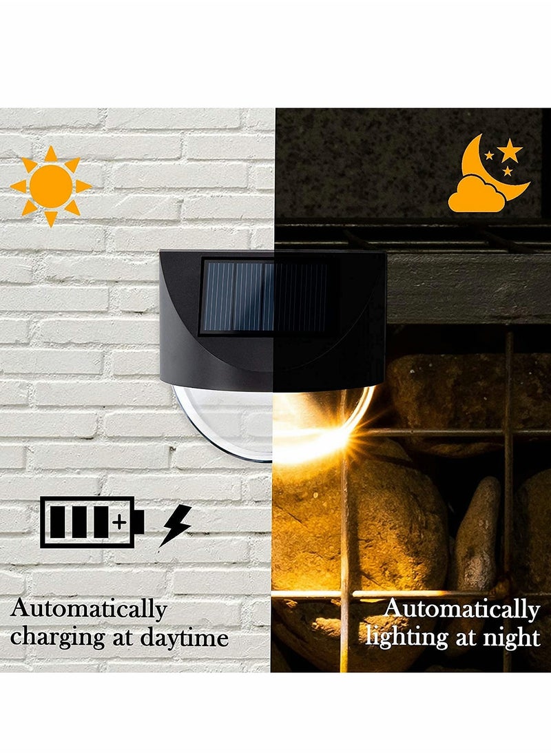 Excefore - Solar Fence Lights 4 Pcs Waterproof Solar LED Outdoor Wall Lighting for Deck Steps Patio Walkway Garden Solar Outdoor Lights Patio Terrace Garden Balcony Decorative Stairs Night Lights (Warm White) - Image 1