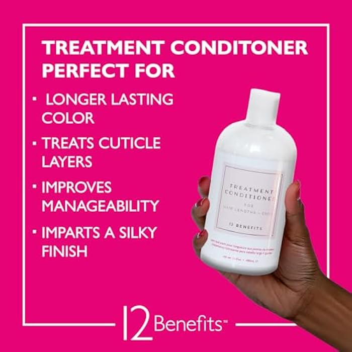 12 Benefits Sulfate-Free Hydrating Hair Treatment Conditioner - Softens & Deeply Hydrates Dry Hair, With Argan-, Avocado-, Marula-, and Grapeseed Oil + Noni Berry Extract, 16.9 Fl Oz (480 ML) - Image 3