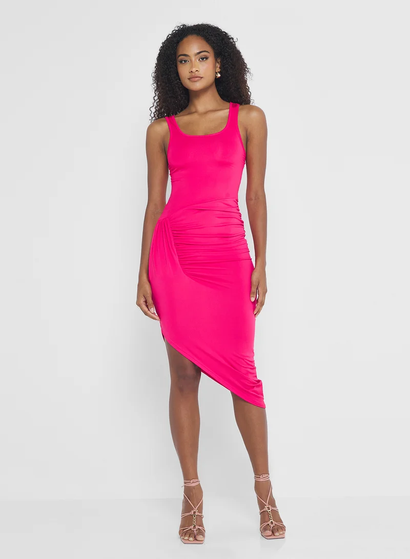 Ginger Mock Neck Draped Bodycon Dress