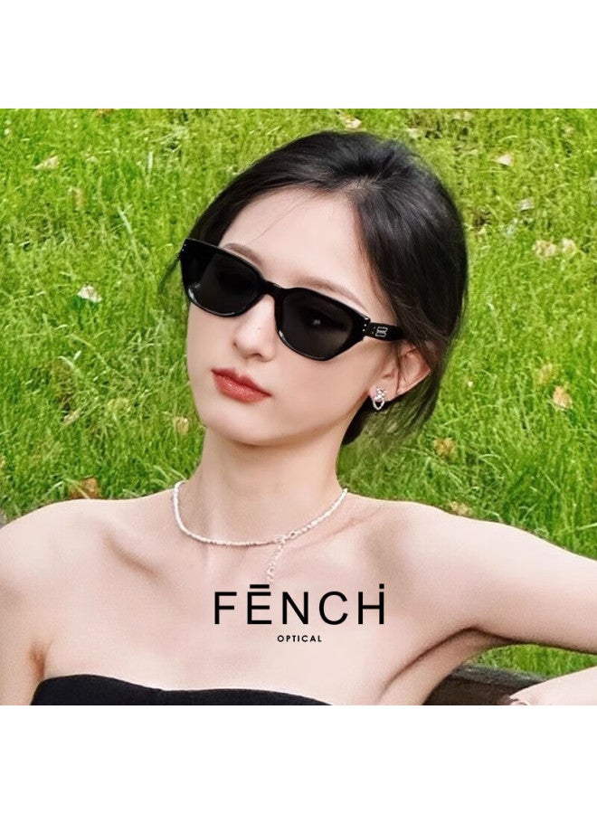 Fenchi Gm Sungl For Women, 2025 New Style, High-end Retro Cat Eye Sungl, Sun Protection And Uv Protection, Cool Black