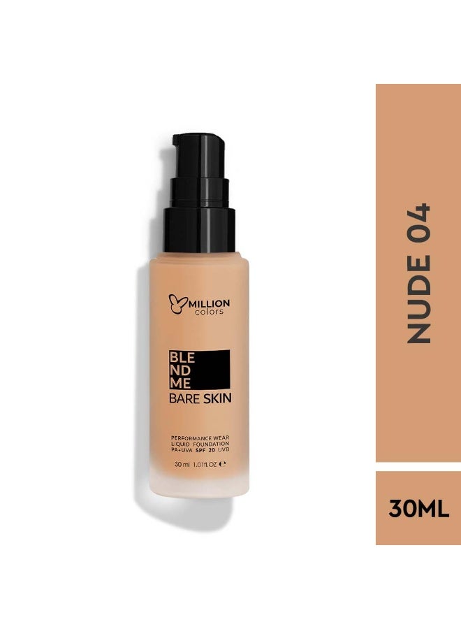 Million Colors Foundation for Face Makeup | Liquid Foundation for Oily and Dry Skin | Lightweight Matte Finish with SPF 20 | Waterproof Long-Lasting Makeup | All Skin Types | Nude 04, 30ml - Image 4