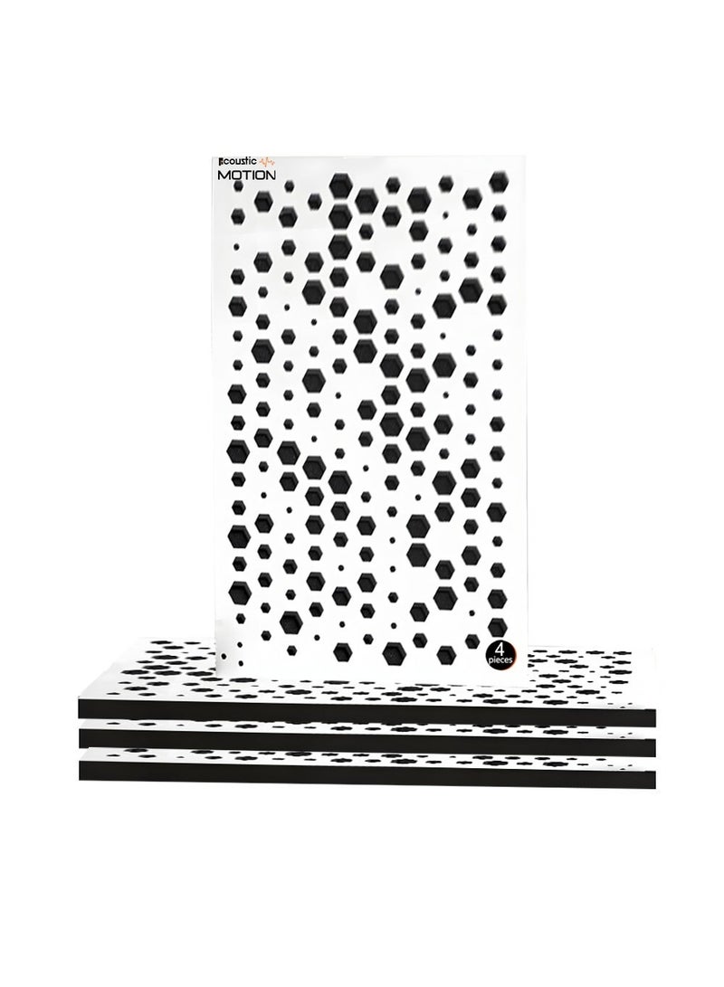 Acoustic Motion Acoustic diffuser panels 25x50x5.5 cm Hexa design with Self-Adhesive,Sound Proof,Diffusion Panels for Home,Studio,Meeting Rooms,Foam+wood Boards For Acoustic Treatment,white,4 pieces - Image 1