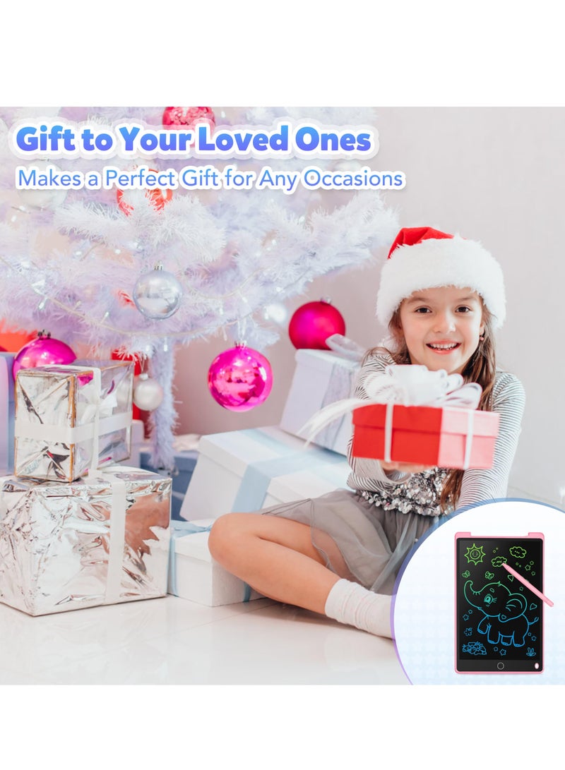لامي جوي جهاز لوحي للكتابة بشاشة LCD مقاس 12 بوصة للأطفال من سن 3 إلى 8 سنوات - لوحة رسم إلكترونية ولوحة خربشة كهدية تعليمية لأعياد الميلاد للبنات والأولاد (وردي) - Image 5