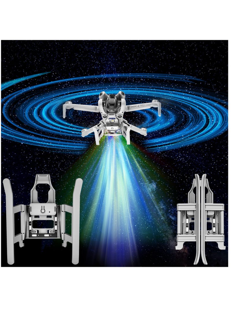 Excefore Colorful Landing Gear for DJI Mini 4 Pro with Flash LED Lights Foldable Extended Landing Legs Protector Kit for DJI Mini 4 Pro Drone Accessories  - Image 1