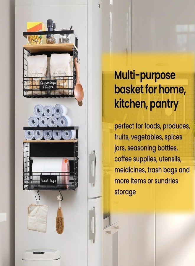 Snuvid 2 SET Strong Magnetic Shelf for Fridge with Tag & Bamboo Top, XXL Large Capacity Magnetic Spice Rack Shelves for Side of Refrigerator, Kitchen Pantry Storage Organizer, Multiuse Food Fruit Veg Baskets - Image 4