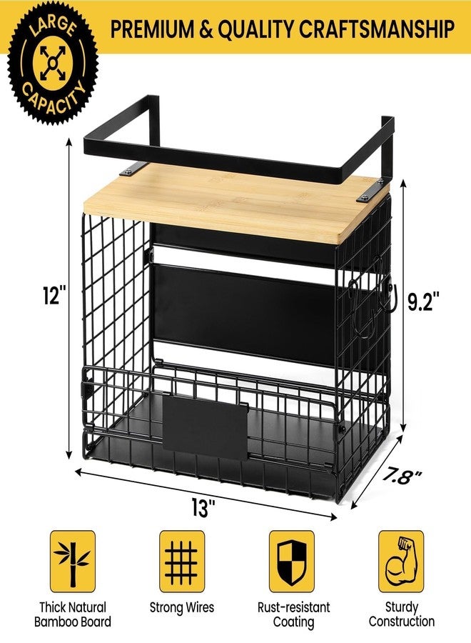 Snuvid 2 SET Strong Magnetic Shelf for Fridge with Tag & Bamboo Top, XXL Large Capacity Magnetic Spice Rack Shelves for Side of Refrigerator, Kitchen Pantry Storage Organizer, Multiuse Food Fruit Veg Baskets - Image 2