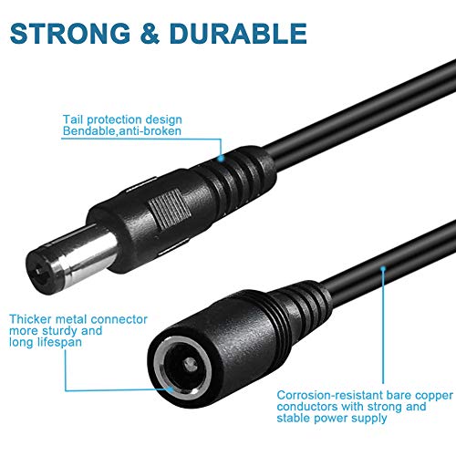 SIOCEN 2-Pack 6ft DC Extension Cord 5.5mm x 2.1mm Male to Female Power Cable for CCTV Security Surveillance Indoor IP Camera Dvr Standalone LED Strip,Car,12v DC Power Supply Plug Adapter - Image 4