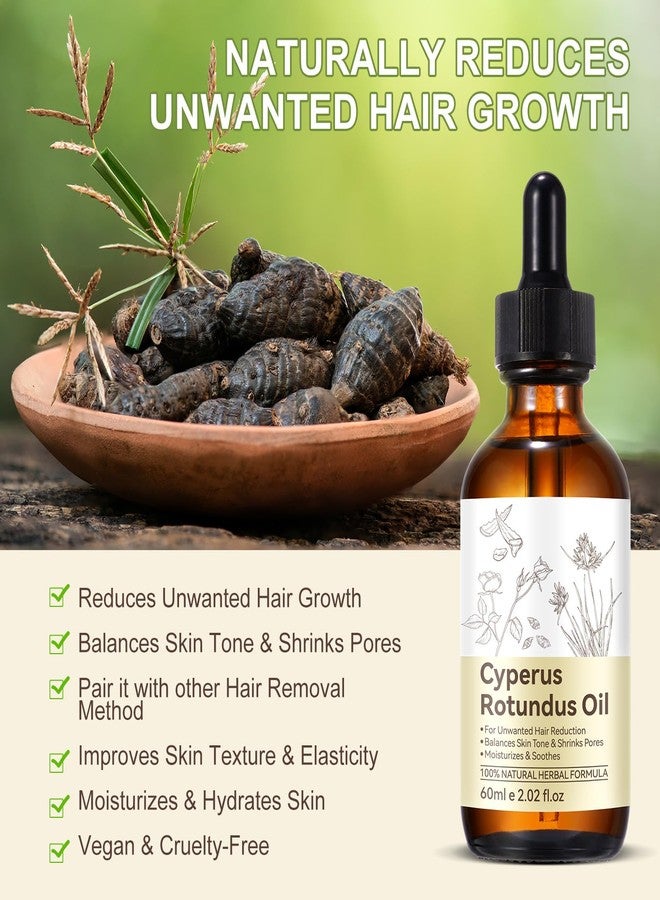 Uruses Cyperus Rotundus Oil, Natural Cyperus Rotundus Oil for Hair Removal, Reduces Unwanted Hair Growth, Moisturizes & Soothes The Skin, Reducing Body Hair Growth, Shrink Pores, Suitable for All Skin Types - Image 4