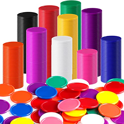 Coopay 500 Pieces 1 Inch Bingo Chips Bulk 10 Colors Bingo Markers for Math Practice Plastic Learning Counters Disks Counting Discs and Poker Chips Game Tokens Kids Reward - Image 1