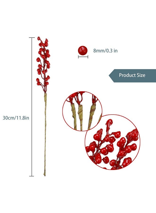 GREENTIME 16 Pack Artificial Red Berry Stems Holly for Christmas Tree Decorations for New Year's Eve Decor, Holiday and Home Crafts - Image 2