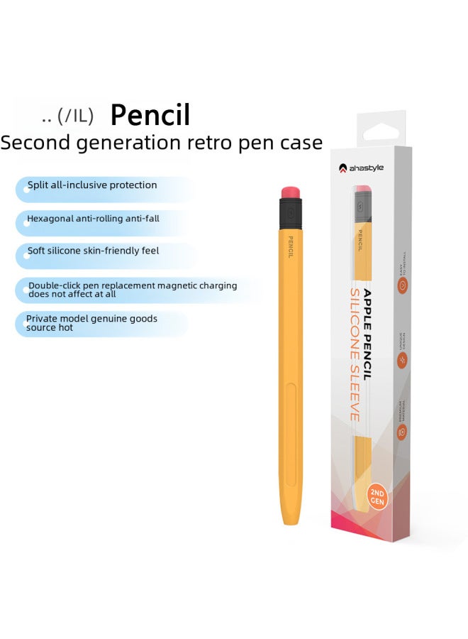 Pencil Generation Silicone Protective Case Vintage Pencil Anti-slip Anti-fall Pen Cover Digital Computer/ipad Protective Cover-Color:Chocolate (through Hat)-Applicable Model:Apple Pencil Pro u0026 2  - Image 2