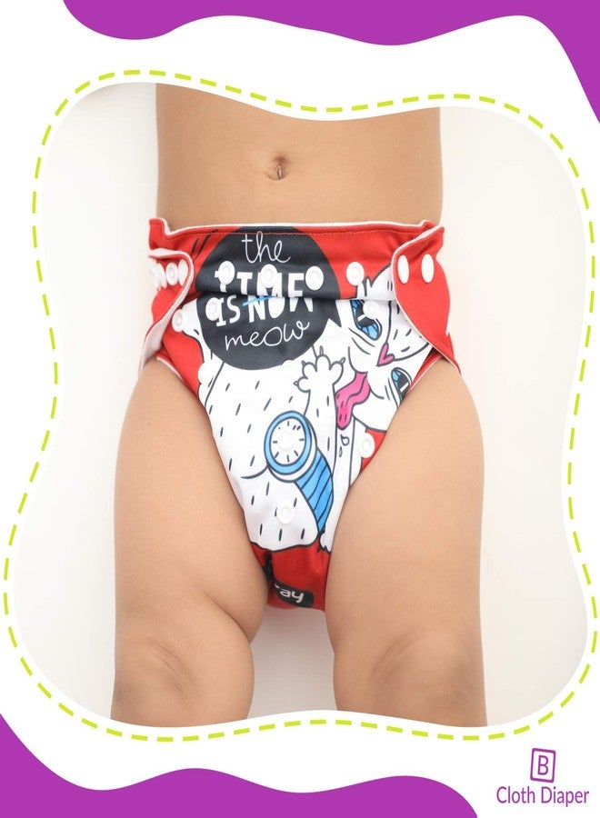 Bembika Cloth Diapers for Babies,Washable Reusable Cloth Diaper ll Sizes Adjustable (2 Diapers Combo)(Driving Cat + Penguin)(0-2 Years)(No Inserts Included) - Image 3