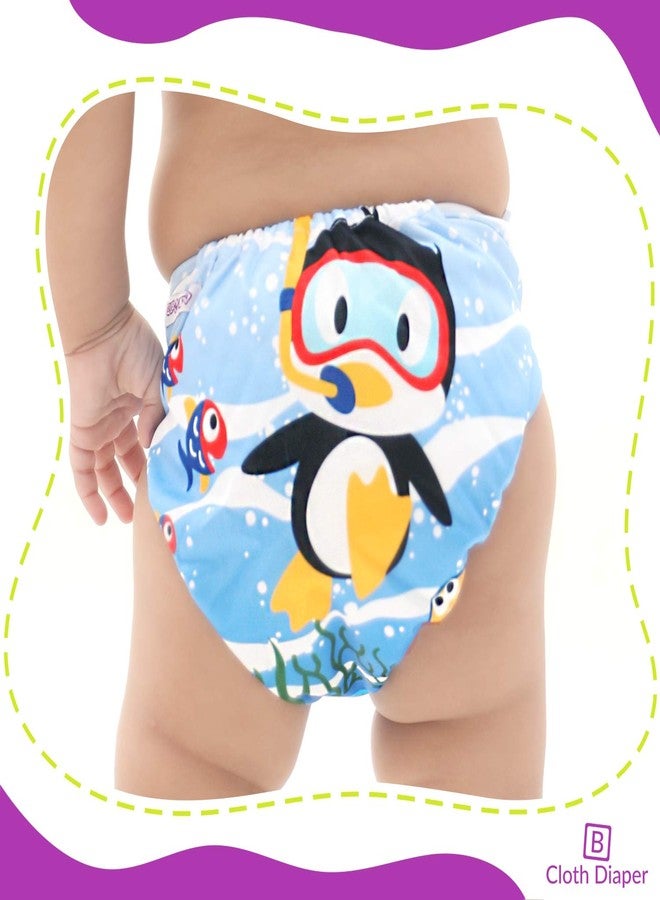Bembika Cloth Diapers for Babies,Washable Reusable Cloth Diaper ll Sizes Adjustable (2 Diapers Combo)(Driving Cat + Penguin)(0-2 Years)(No Inserts Included) - Image 2