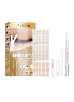 480 Pieces Double Eyelid Styling Kit Eyelid Tape Breathable and Waterproof Eyelid Lifter Strips Invisible Lids Double Eyelid Strips with Fork Rods and Tweezers for Droopy Uneven Hooded Eyes