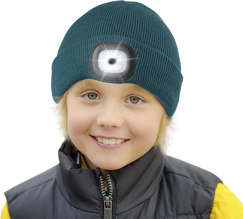 Etsfmoa Store Unisex Beanie with The Light,Gifts for Kids Boys and Girls Children USB Rechargeable Headlamp The Cap - Image 1