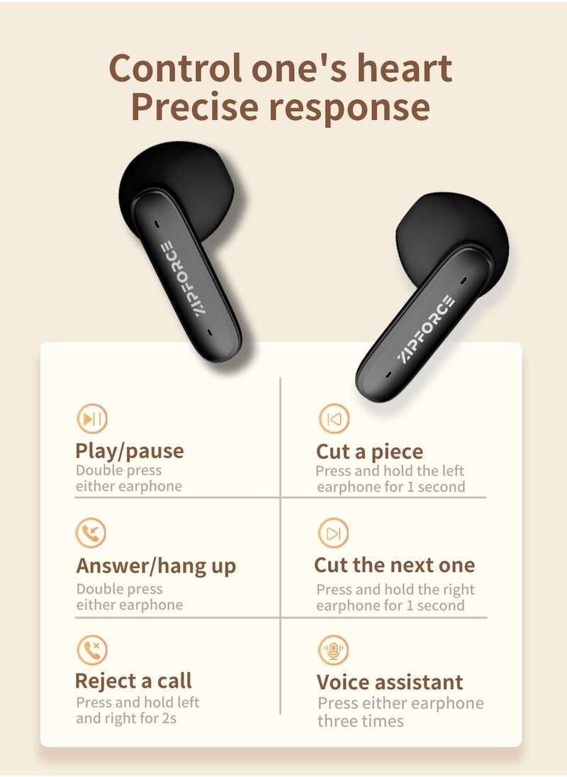 ZIPFORCE - ZIPFORCE True Wireless Earbuds, In-Ear Bluetooth 5.3 Headphones 4-Mics ENC Clear Call, Bluetooth Earbuds Touch Control 40 Playtime, IPX6 Waterproof TWS, Light-Weight Earphones - Image 1
