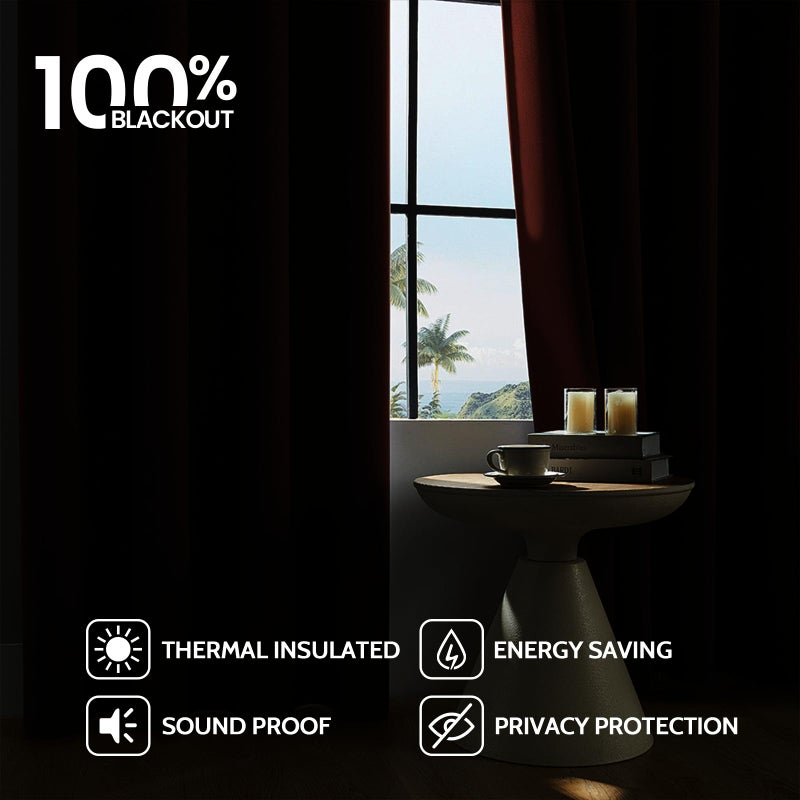COSVIYA 100% Blackout Burnt Orange Linen Curtains & Drapes 72 Inch Length 2 Panels Set  Full Room Darkening Grommet Insulated Thermal Window Panels for Bedroom/Living Room 52x72 inches - Image 2