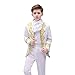 STIOEDYUAN Boy Prince Costume Victorian Gothic Palace Blazer Suit Royal King Outfit Party Cosplay Halloween Costumes Kids White M - Image 2