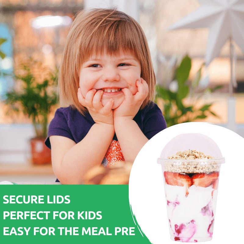 Aatriet 16 oz Clear Plastic Parfait Cups with Insert 4oz & Dome Lids No Hole - (50 Sets) Yogurt Fruit Parfait Cups for Dips and Veggies  Take Away Breakfast and Snacks. No Leaking - Image 3