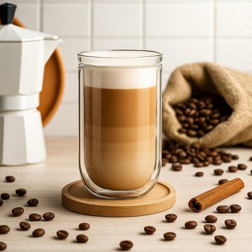Aquach Double Wall Glass Cup 16oz 2pcs, Clear Insulated Coffee Drinking Glasses, Single Mouth/Double Body - Image 2