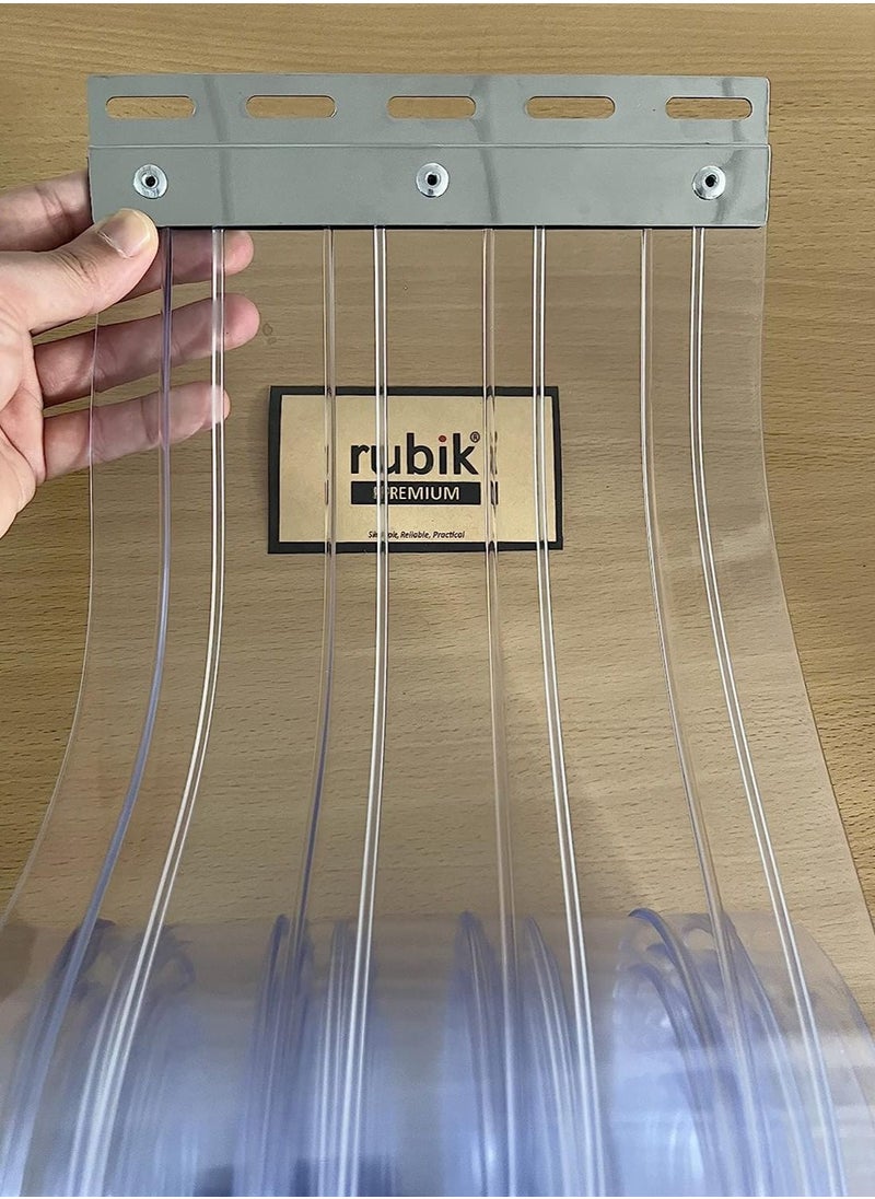 Rubik - 2mm PVC AC Strip Door Curtains (6 Strips) for Commercial Doorways With Hanging Stainless Steel Channel Bar, Readymade Refrigeration Grade Transparent Door Curtains (Coverage 2.7 x 1 Meter) - Image 1