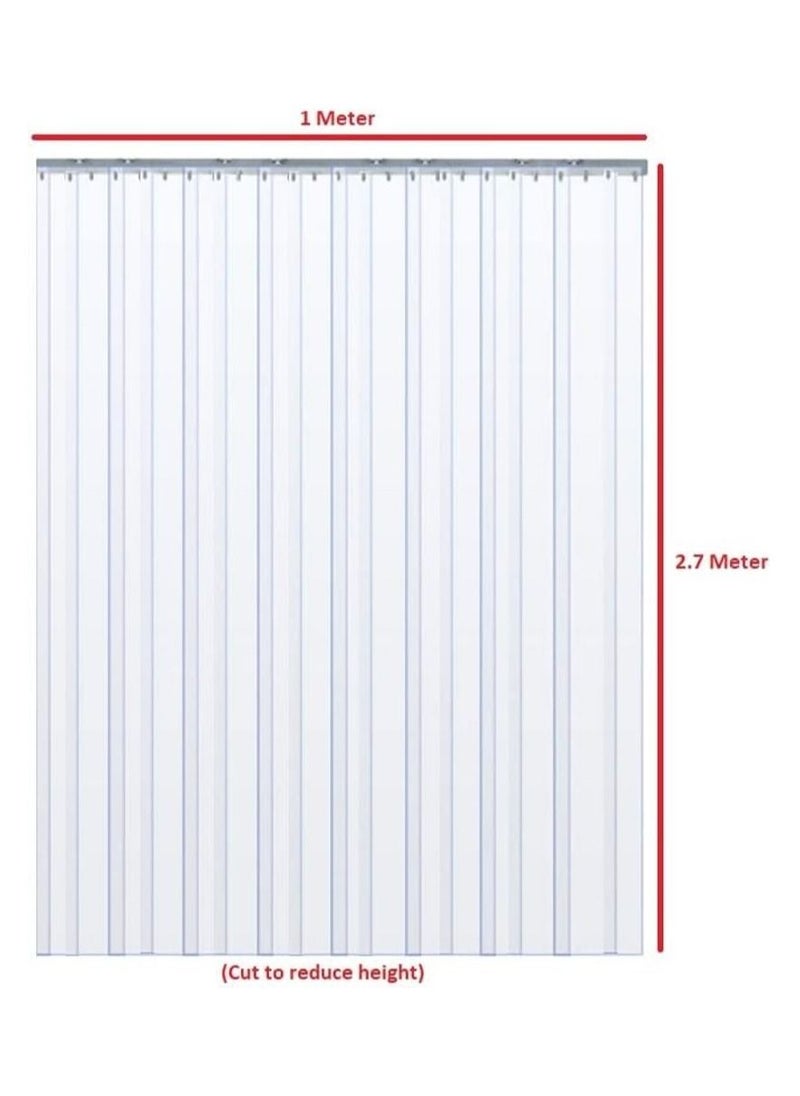 Rubik - 2mm PVC AC Strip Door Curtains (6 Strips) for Commercial Doorways With Hanging Stainless Steel Channel Bar, Readymade Refrigeration Grade Transparent Door Curtains (Coverage 2.7 x 1 Meter) - Image 1