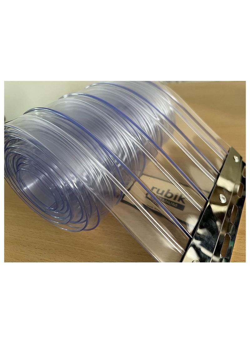 Rubik - 2mm PVC AC Strip Door Curtains (6 Strips) for Commercial Doorways With Hanging Stainless Steel Channel Bar, Readymade Refrigeration Grade Transparent Door Curtains (Coverage 2.7 x 1 Meter) - Image 1