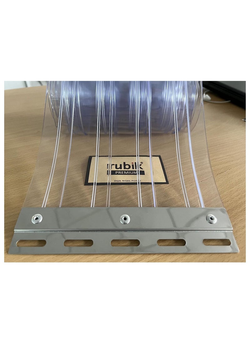 Rubik - 2mm PVC AC Strip Door Curtains (6 Strips) for Commercial Doorways With Hanging Stainless Steel Channel Bar, Readymade Refrigeration Grade Transparent Door Curtains (Coverage 2.7 x 1 Meter) - Image 1
