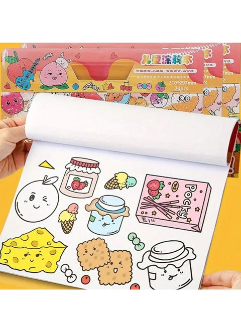 Children's Doodle Book – 20 Pages for Coloring and Drawing, Movable and Reusable, Wall Stickable, Thick Paper for Art Fill-In; Perfect for School, Students, Stationery, and Learning Supplies