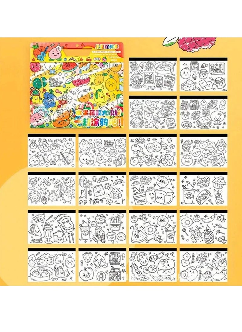 Generic Children's Doodle Book – 20 Pages for Coloring and Drawing, Movable and Reusable, Wall Stickable, Thick Paper for Art Fill-In; Perfect for School, Students, Stationery, and Learning Supplies  - Image 2