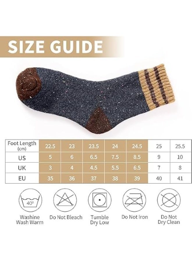 5 أزواج من الجوارب الصوفية للنساء والرجال، سميكة الحياكة القديمة طاقم الجوارب الشتوية، دافئة ناعمة مزيج الصوف الحرارية الجوارب العادية للطقس البارد المشي لمسافات طويلة التخييم في الهواء الطلق - Image 5