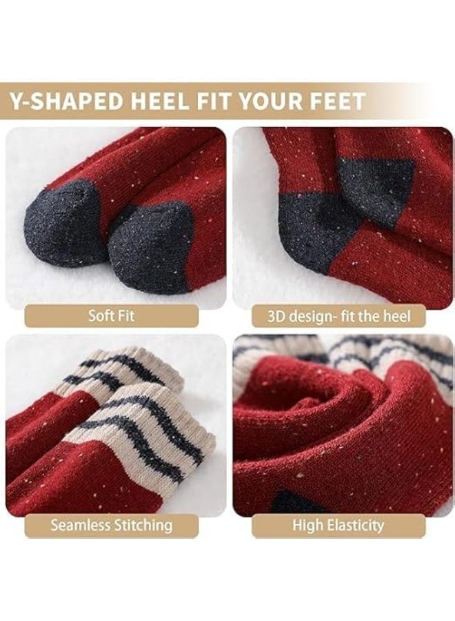 5 أزواج من الجوارب الصوفية للنساء والرجال، سميكة الحياكة القديمة طاقم الجوارب الشتوية، دافئة ناعمة مزيج الصوف الحرارية الجوارب العادية للطقس البارد المشي لمسافات طويلة التخييم في الهواء الطلق - Image 4