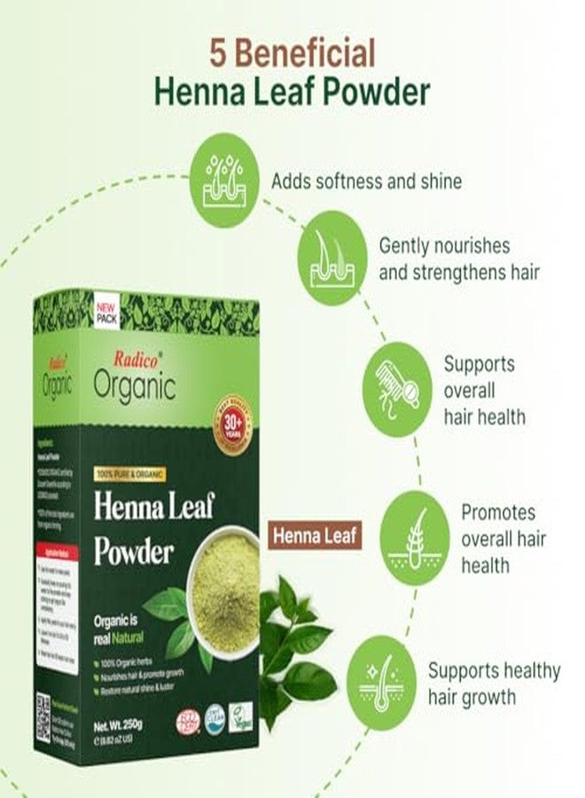 Radico Organic Henna Hair Treatment Powder - 100% Organic & Natural Herbs For Soft, Shiny & Healthy Hair, Prevents Dandruff & Thinning (250g) - Image 3