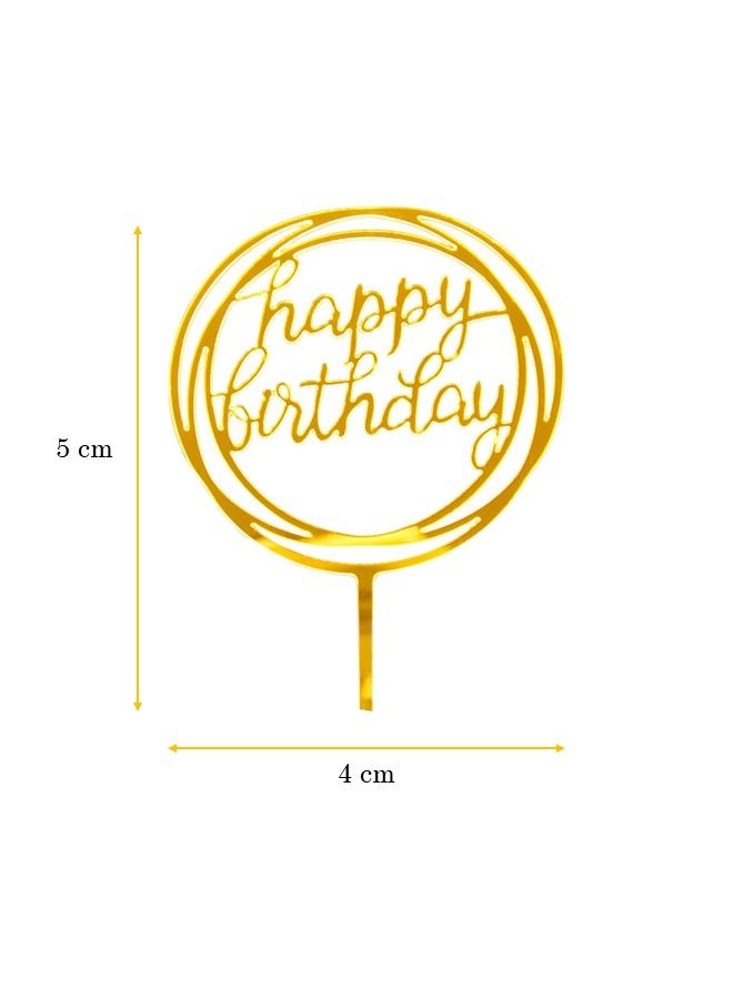 We Happy 6 Pcs Happy Birthday Cake Topper Set Mirrored Acrylic Cupcake Topper Perfect for Decorations or Party Supplies  - Image 2