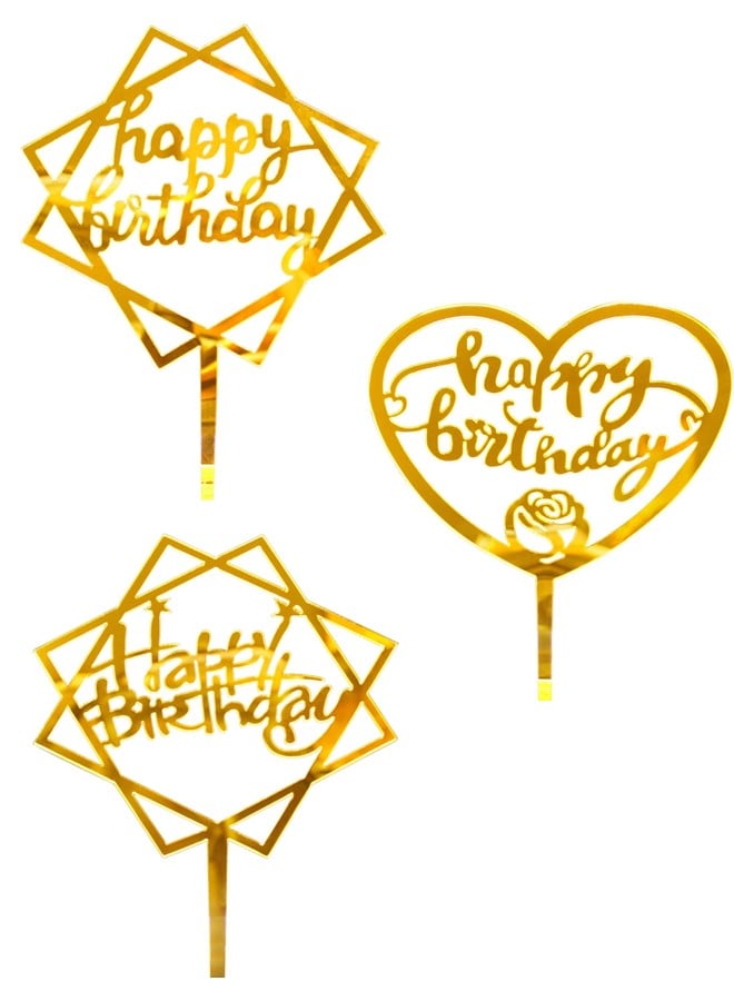We Happy 6 Pcs Happy Birthday Cake Topper Set Mirrored Acrylic Cupcake Topper Perfect for Decorations or Party Supplies  - Image 5