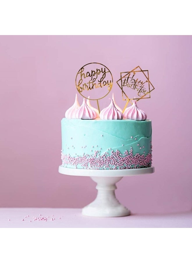We Happy 6 Pcs Happy Birthday Cake Topper Set Mirrored Acrylic Cupcake Topper Perfect for Decorations or Party Supplies  - Image 3