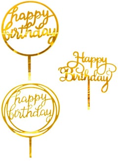 We Happy 6 Pcs Happy Birthday Cake Topper Set Mirrored Acrylic Cupcake Topper Perfect for Decorations or Party Supplies  - Image 4