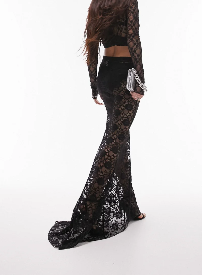 TOPSHOP Lace Detail Maxi Skirt