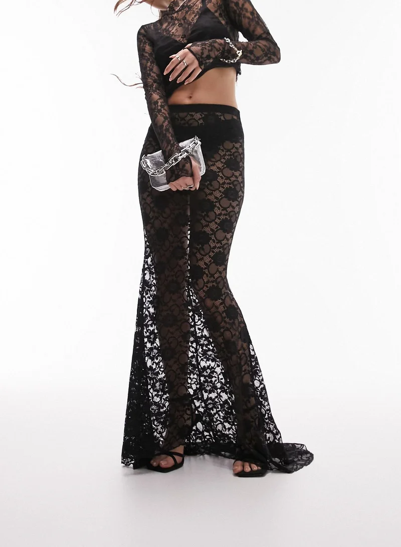 TOPSHOP Lace Detail Maxi Skirt