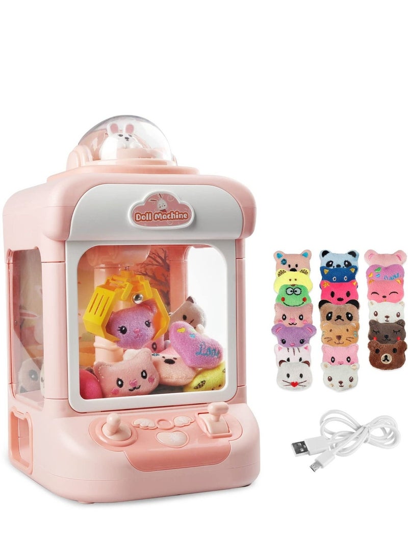 WALALLA Claw machine toys mini vending machines candy grabber prize dispenser toys for girls electronic arcade claw game machine for party birthday valentine's gifts with lights sound with 20 mini plush toys - Image 1