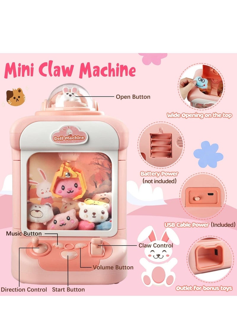 WALALLA Claw machine toys mini vending machines candy grabber prize dispenser toys for girls electronic arcade claw game machine for party birthday valentine's gifts with lights sound with 20 mini plush toys - Image 2